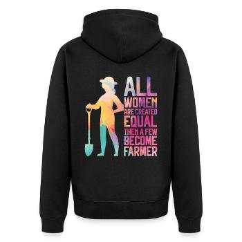 Farming Farmer Girl Female - Unisex Premium Bio Zip Hoodie - Schwarz - Hinten - Nico (187cm)