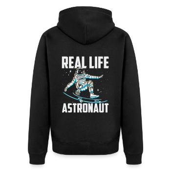 Real Life Astronaut Weltraum Astronomie Rakete - Unisex Premium Bio Zip Hoodie - Schwarz - Hinten - Nico (187cm)