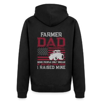 Farming Farmer Dad Father Tractor - Unisex Premium Organic Zip Hoodie - black - Back - Nico (187cm)