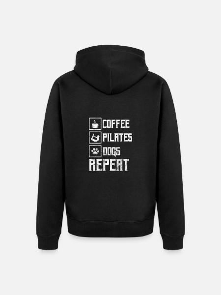 Coffee Pilates Dogs - Unisex Premium Organic Zip Hoodie - black