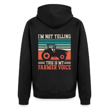 Farming Farmer Vintage Tractor - Unisex Premium Bio Zip Hoodie - Schwarz - Hinten - Nico (187cm)
