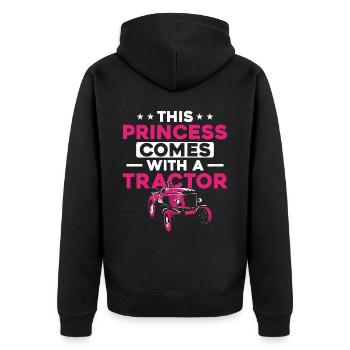 Farming Farmer Girl Female Tractor - Unisex Premium Bio Zip Hoodie - Schwarz - Hinten - Nico (187cm)