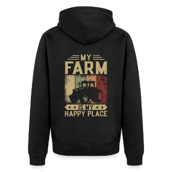 Farming Farmer Girl Vintage - Unisex Premium Bio Zip Hoodie - Schwarz - Hinten - Nico (187cm)