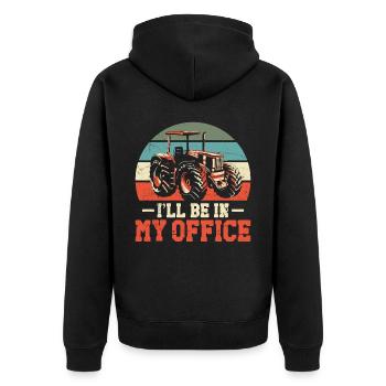 Farming Farmer Vintage Tractor - Unisex Premium Organic Zip Hoodie - black - Back - Nico (187cm)