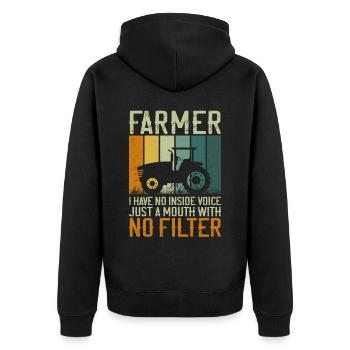 Farming Farmer Vintage Tractor - Unisex Premium Bio Zip Hoodie - Schwarz - Hinten - Nico (187cm)