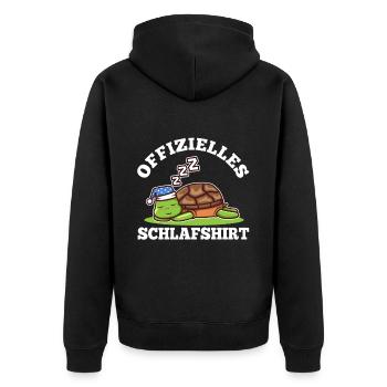 Official Sleeping Shirt Turtle - Unisex Premium Organic Zip Hoodie - black - Back - Nico (187cm)