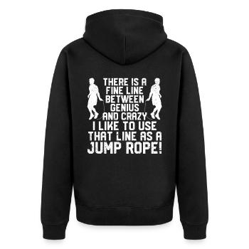 Lustiges Springseil Springseil - Unisex Premium Bio Zip Hoodie - Schwarz - Hinten - Nico (187cm)