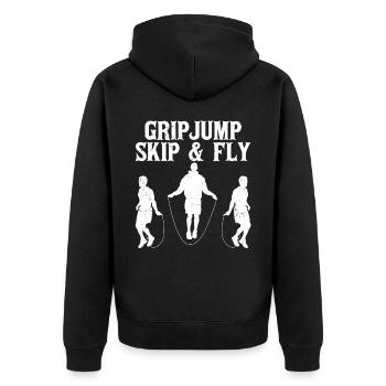 Lustiges Springseil Springseil Griff springen spri - Unisex Premium Bio Zip Hoodie - Schwarz - Hinten - Nico (187cm)