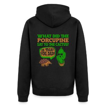 Kaktus Garten - Unisex Premium Bio Zip Hoodie - Schwarz - Hinten - Nico (187cm)