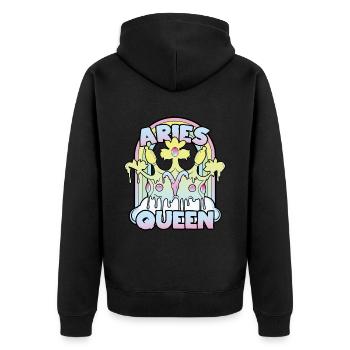 Widder Queen - Unisex Premium Bio Zip Hoodie - Schwarz - Hinten - Nico (187cm)