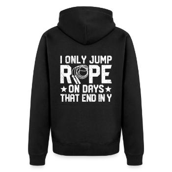 Lustiges Springseil Springseil - Unisex Premium Bio Zip Hoodie - Schwarz - Hinten - Nico (187cm)
