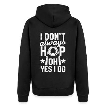 Lustiges Springseil Springseil - Unisex Premium Bio Zip Hoodie - Schwarz - Hinten - Nico (187cm)