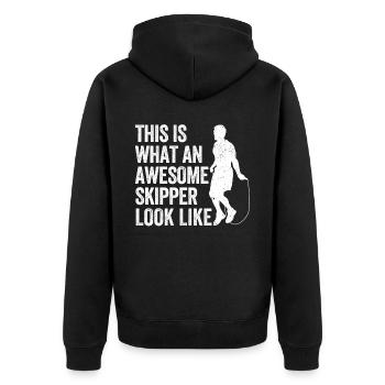 Lustiges Springseil Springseil - Unisex Premium Bio Zip Hoodie - Schwarz - Hinten - Nico (187cm)