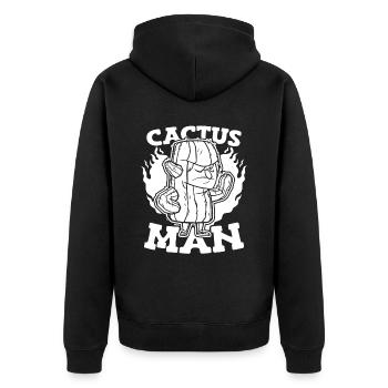 Kaktus Garten - Unisex Premium Bio Zip Hoodie - Schwarz - Hinten - Nico (187cm)