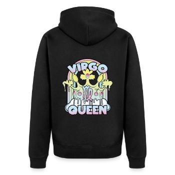 Virgin Queen - Unisex Premium Organic Zip Hoodie - black - Back - Nico (187cm)