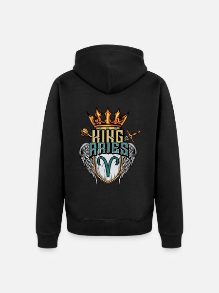 Aries Zodiac Sign - Unisex Premium Organic Zip Hoodie - black