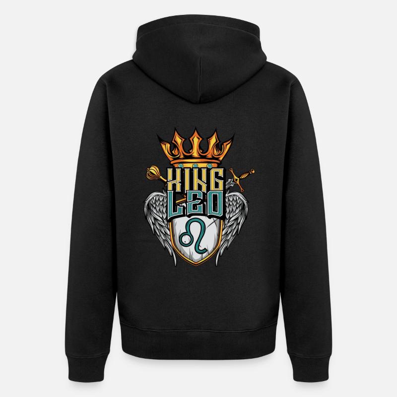 Löwe Sternzeichen - Unisex Premium Bio Zip Hoodie - Schwarz