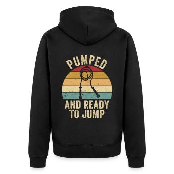 Lustiges Springseil Springseil Springseil Pumped T - Unisex Premium Bio Zip Hoodie - Schwarz - Hinten - Nico (187cm)