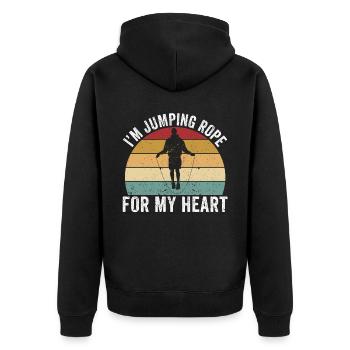 Lustiges Springseil Springseil springen Springseil - Unisex Premium Bio Zip Hoodie - Schwarz - Hinten - Nico (187cm)