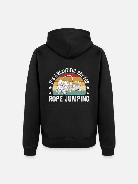 Lustiges Springseil Springseil springen Springseil - Unisex Premium Bio Zip Hoodie - Schwarz