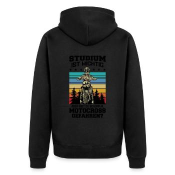 Dirtbike Motocross - Unisex Premium Bio Zip Hoodie - Schwarz - Hinten - Nico (187cm)