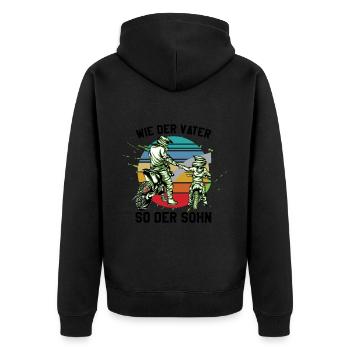 Vater und Sohn Motocross - Unisex Premium Bio Zip Hoodie - Schwarz - Hinten - Nico (187cm)