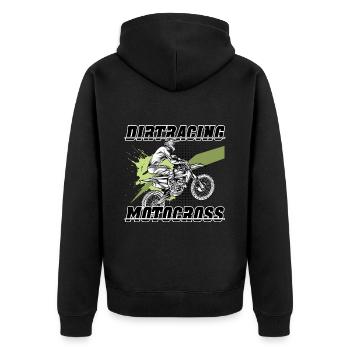 Dirtbike Motocross - Unisex Premium Bio Zip Hoodie - Schwarz - Hinten - Nico (187cm)