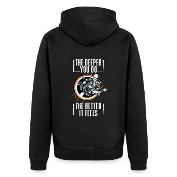 The Deeper You Go The Better It Feels - Unisex Premium Organic Zip Hoodie - black - Back - Nico (187cm)