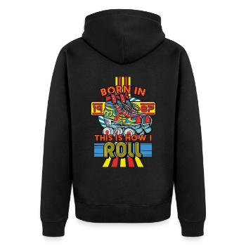 Born In 1987 This Is How I Roll - Unisex Premium Bio Zip Hoodie - Schwarz - Hinten - Nico (187cm)