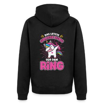 Das letzte Grosse Ding Vor dem Ring Einhorn Jga - Unisex Premium Bio Zip Hoodie - Schwarz - Hinten - Nico (187cm)
