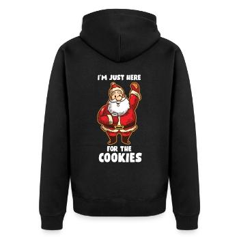 Im Just Here For The Cookies Keks Geschenk - Unisex Premium Bio Zip Hoodie - Schwarz - Hinten - Nico (187cm)