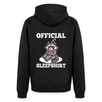 Official sleepshirt Raccoon - Unisex Premium Bio Zip Hoodie - Schwarz - Hinten - Nico (187cm)