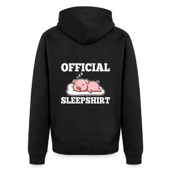 Official sleepshirt Pig - Unisex Premium Bio Zip Hoodie - Schwarz - Hinten - Nico (187cm)