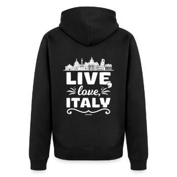 Italy Italian Flag Italia Gift - Unisex Premium Organic Zip Hoodie - black - Back - Nico (187cm)