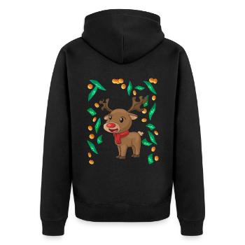 Rentier Weihnachten Geldregen - Unisex Premium Bio Zip Hoodie - Schwarz - Hinten - Nico (187cm)