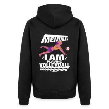 Volleyball Beachvolleyball Geschenk Strand - Unisex Premium Bio Zip Hoodie - Schwarz - Hinten - Nico (187cm)