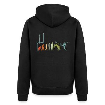 Footballspieler Rugby-ball Football-Game Evolution - Unisex Premium Bio Zip Hoodie - Schwarz - Hinten - Nico (187cm)