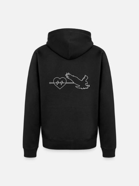 Eagle heartbeat - Unisex Premium Organic Zip Hoodie - black