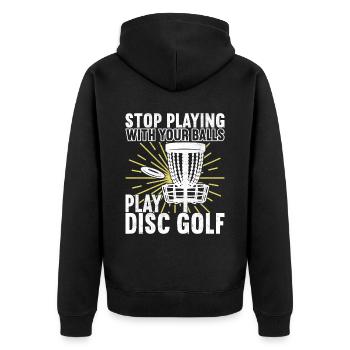 Disc Golf Disc Golfer - Unisex Premium Organic Zip Hoodie - black - Back - Nico (187cm)