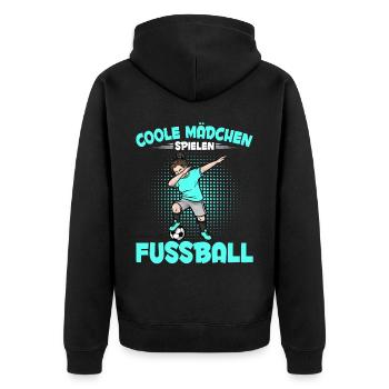 Dabbing Fußballspieler Mädchen Fußballer - Unisex Premium Bio Zip Hoodie - Schwarz - Hinten - Nico (187cm)