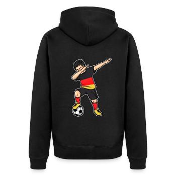 Dabbing Fußballer Junge Fußball Deutschland Trikot - Unisex Premium Bio Zip Hoodie - Schwarz - Hinten - Nico (187cm)