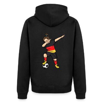 Dabbing Fußballer Mädchen Fußball Deutschland Trik - Unisex Premium Bio Zip Hoodie - Schwarz - Hinten - Nico (187cm)