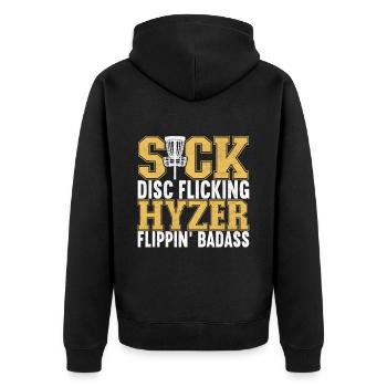Disc Golf Disc Golfer - Unisex Premium Organic Zip Hoodie - black - Back - Nico (187cm)