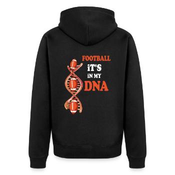 Joueur de football ballon de rugby C’est dans mon ADN américain - Veste à capuche bio Premium Unisexe - noir - Dos - Nico (187cm)