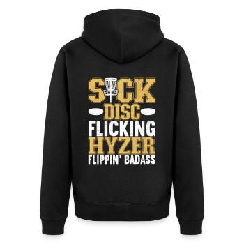Disc Golf Disc Golfer - Unisex Premium Organic Zip Hoodie - black - Back - Nico (187cm)