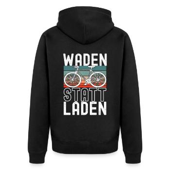 Fahrrad Fahrradfahrer - Unisex Premium Bio Zip Hoodie - Schwarz - Hinten - Nico (187cm)