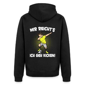 Mädchen Fußballspielerin Mir Reicht's Fußball - Unisex Premium Bio Zip Hoodie - Schwarz - Hinten - Nico (187cm)