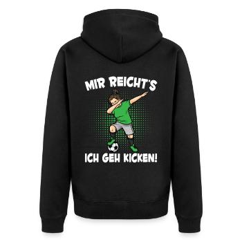 Mir Reicht's Fußball Mädchen Fußballspielerin - Unisex Premium Bio Zip Hoodie - Schwarz - Hinten - Nico (187cm)