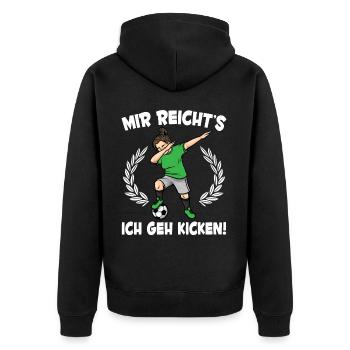 Mädchen Fußball Lustiges Fußballspielerin - Unisex Premium Bio Zip Hoodie - Schwarz - Hinten - Nico (187cm)