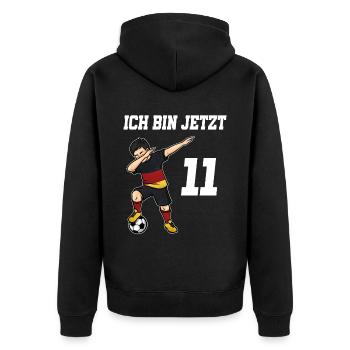 Fußballer 11 Jahre alt Jungen Deutschland Fußball - Unisex Premium Bio Zip Hoodie - Schwarz - Hinten - Nico (187cm)
